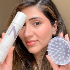UGC Creator holding Nulastin product and scalp scrubber