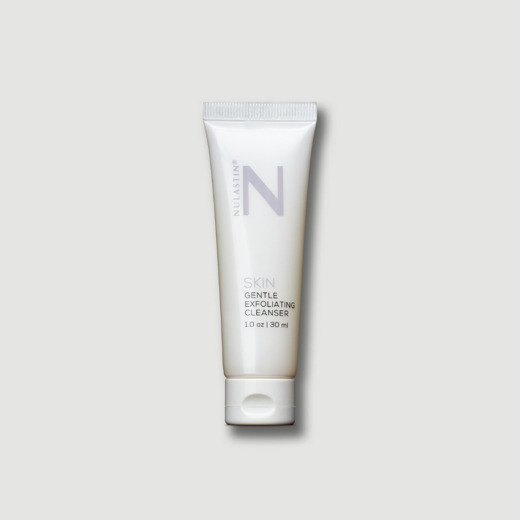 White bottle of NULASTIN travel size cleanser against white background