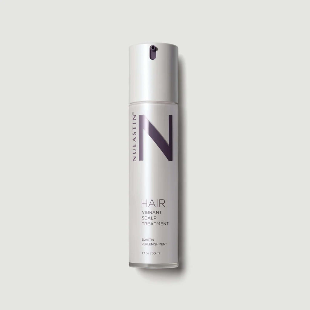 Tube of Nulastin’s award winning Hair Vibrant Scalp Treatment for thicker, fuller looking hair