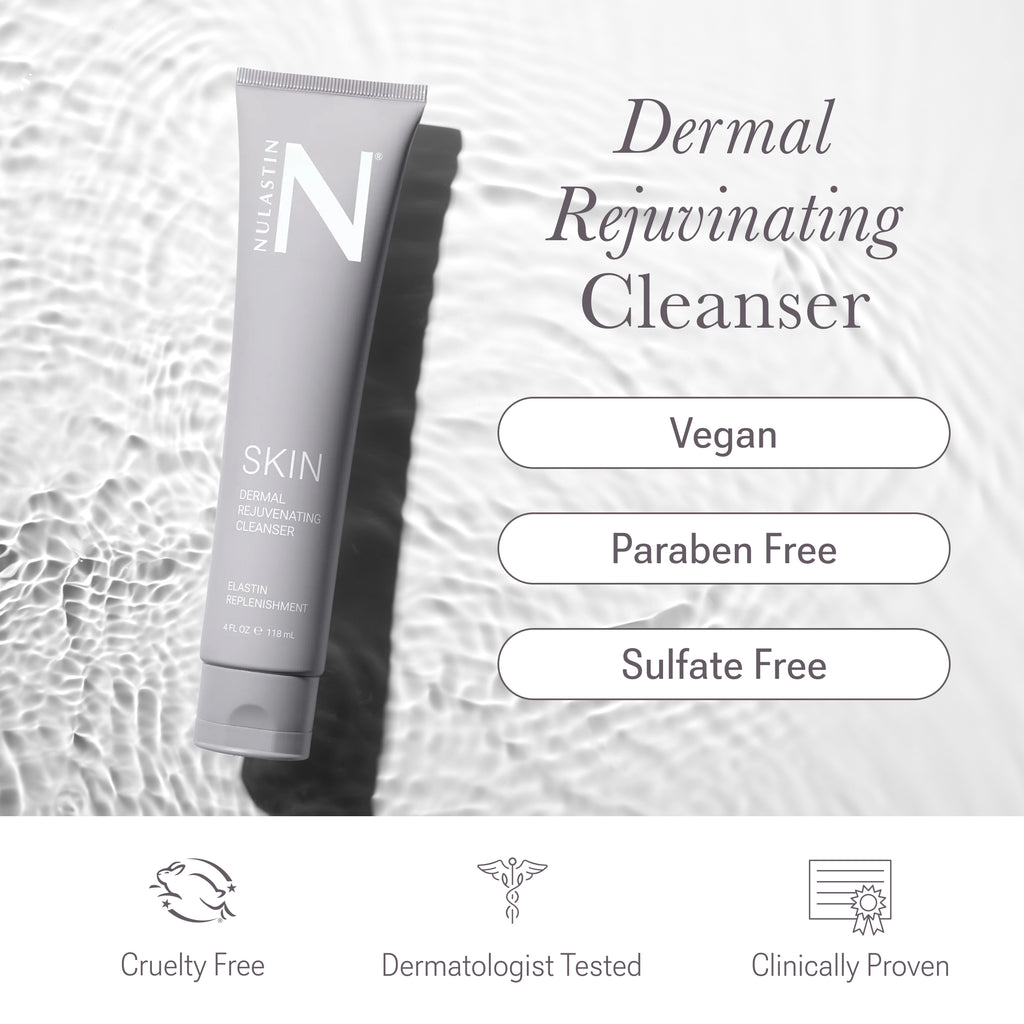 Front view of SKIN Dermal Rejuvenating Cleanser tube showing label and silver cap on white background