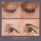 Before and after photos of a woman’s lashes and brows after using our Dual System for 12 weeks 