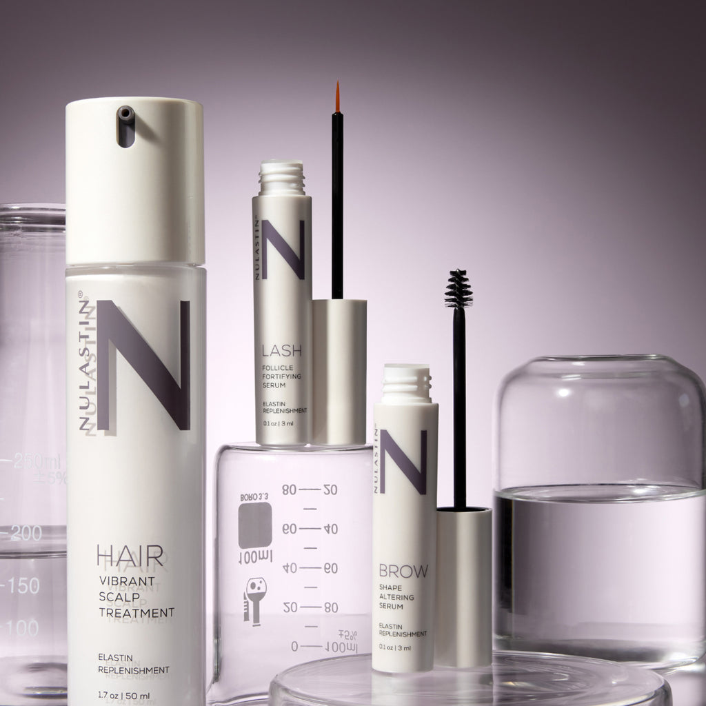 A science based image our our hair, lash and brow serums